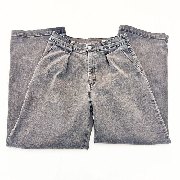 Okayama Denim Charcoal Wide Leg Black Wash Denim Jeans Size 24 - Picture 4 of 8